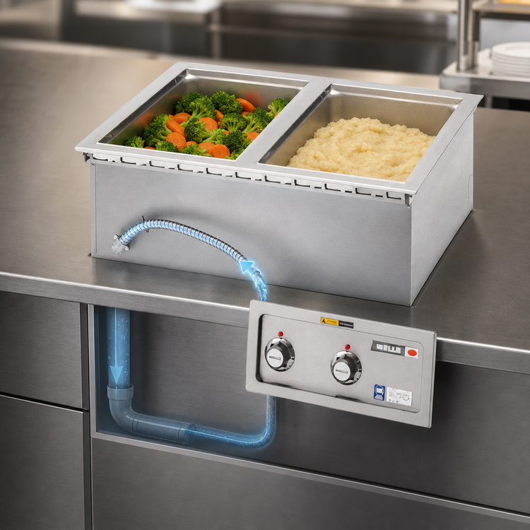 Product image #3 for Wells MOD-127TD/AF Built-In Electric Top-Mount Hot Food Well with Autofill and Drain, 12 x 27-Inch Opening