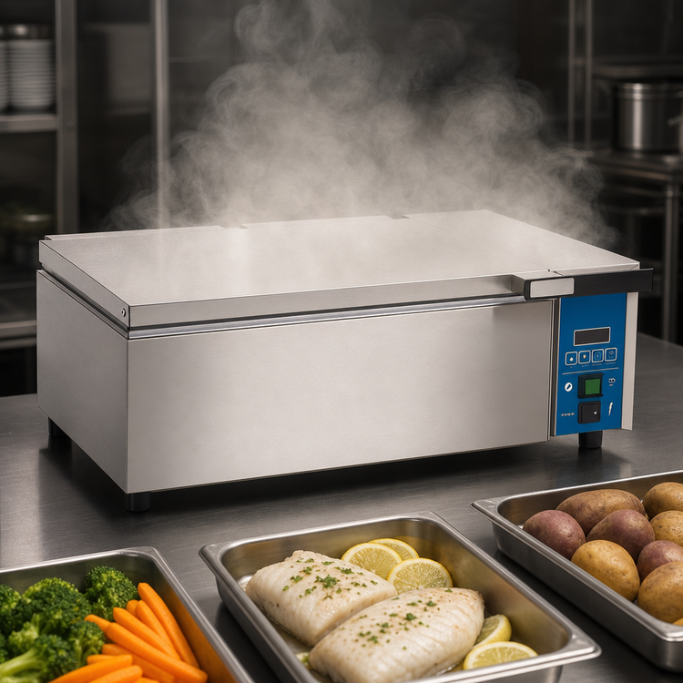 Product image #3 for Antunes Deluxe Full-Size Countertop Steamer, Direct Water Hook-Up, 208V