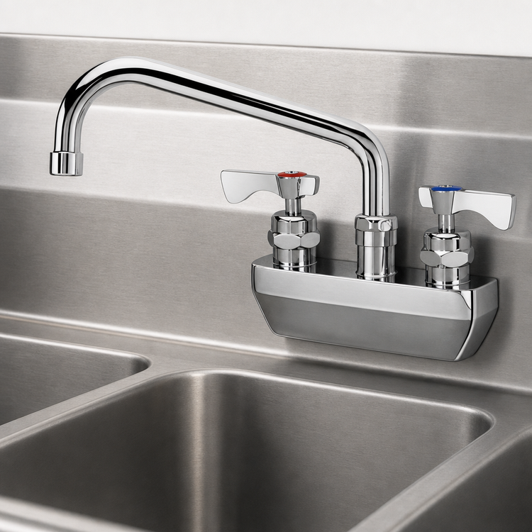 Product image #3 for Krowne Royal Series Commercial Splash-Mounted Faucet with 8-Inch Swing Spout, 4-Inch Centers