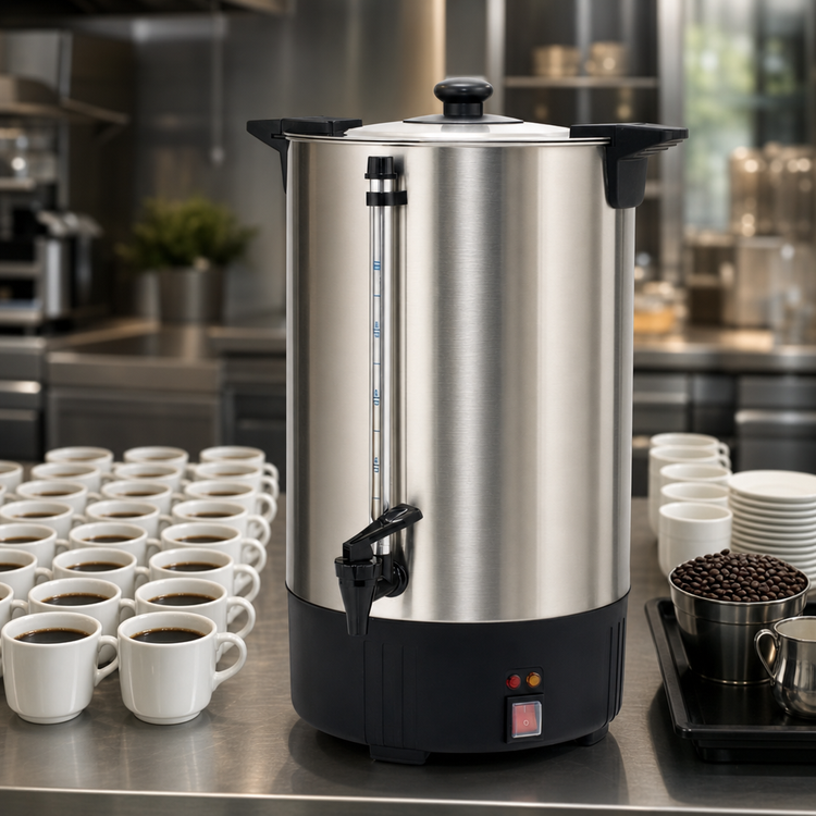 Product image #3 for Winco 100-Cup 304 Stainless Steel Commercial Coffee Urn with Dripless Faucet and Automatic Shut-Off