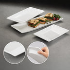 Thumbnail image #3 for American Metalcraft TRPZ12 Trapezoid Melamine Serving Platter, Slim Rim, 12-1/2 x 8-1/4 Inch, White Case of 24