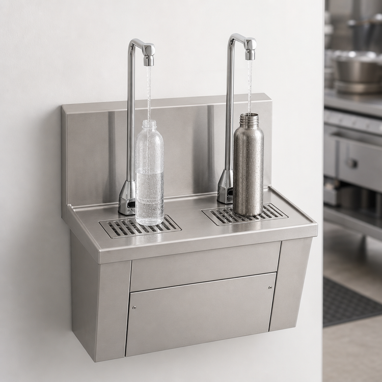 Product image #3 for Wall-Mounted Still Water Bottle Filler Station with Double Hands-Free Electronic-Eye Faucets