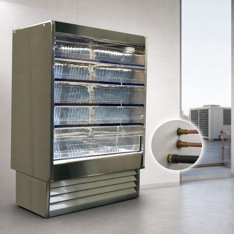 Product image #3 for Howard-McCray 35E Series Remote Dairy Open Merchandiser, Endless Design, 99" W x 78.5" H, Stainless Steel, LED