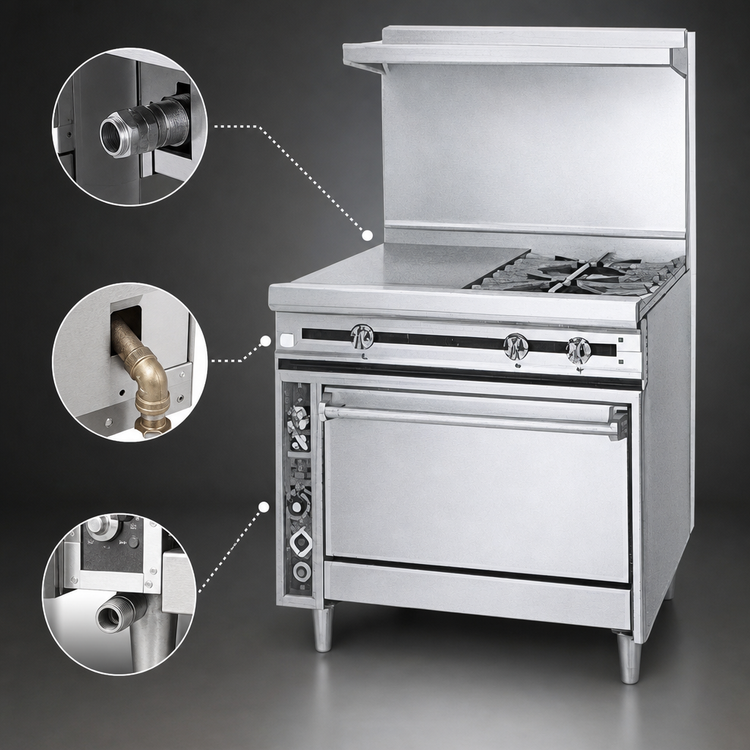 Product image #3 for Titan JTRH-2-1HT-36C 36 Inch Heavy Duty Gas Range with (2) Open Burners, (1) Hot Top, and Convection Oven