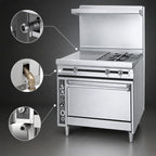 Thumbnail image #3 for Jade Range (Middleby) Titan JTRH-2-1HT-36C 36-Inch Heavy-Duty Gas Range with 2 Open Burners, 18-Inch Hot Top & Convection Oven