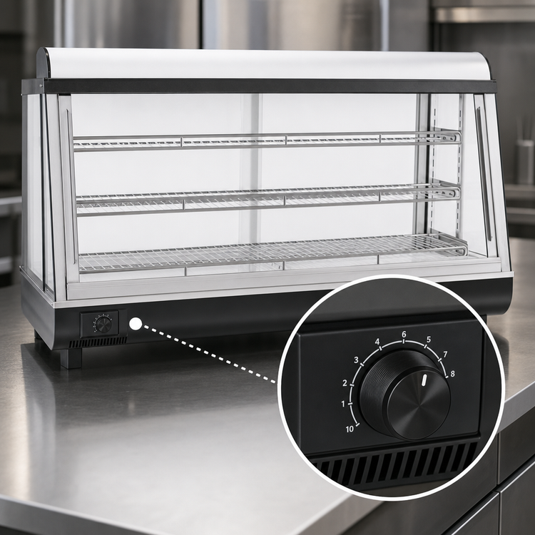 Product image #4 for Migali Competitor Series® Full-Service Countertop Heated Food Display Case, 46.9"W, 6.5 Cu. Ft., Sliding Glass Doors