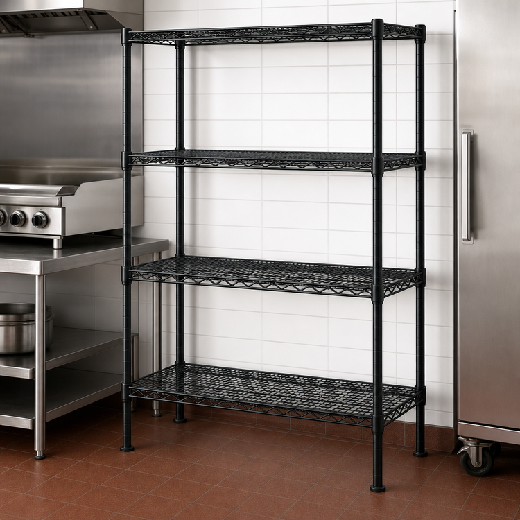 Product image #3 for Add-A-Shelf 4-Tier Stationary Wire Shelving Starter Unit, 48 x 21 x 63 Inches, Black Epoxy