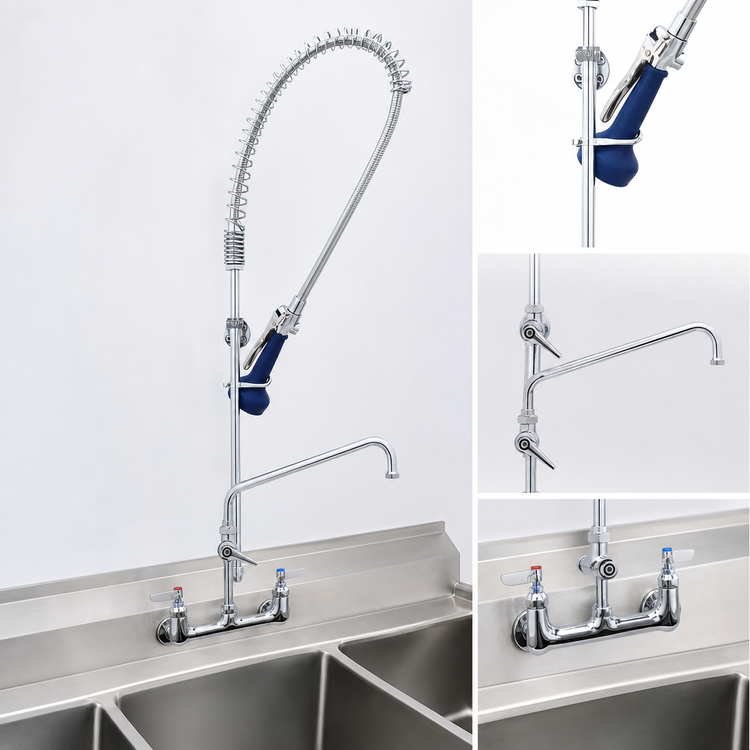 Product image #3 for EasyInstall 8-Inch Wall Mount Pre-Rinse Unit with 14-Inch Add-On Faucet and 1.07 GPM Spray Valve