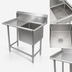 Thumbnail image #3 for John Boos Pro-Bowl 1-Compartment Stainless Steel Sink with 30-Inch Left Drainboard, 20 x 20 x 12-Inch Bowl, 10-Inch Backsplash