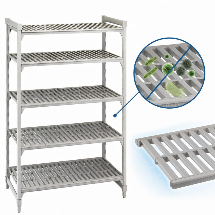 Product image #4 for Cambro Camshelving Premium 30" x 18" x 72" 5-Tier Vented Stationary Starter Unit, Speckled Gray