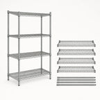 Thumbnail image #3 for Quantum WR74-2448GY Stationary Wire Shelving Starter Kit, 48"W x 24"D x 74"H, 4 Shelves, Gray Epoxy Finish
