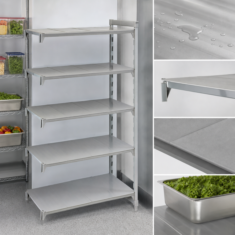 Product image #4 for Cambro Camshelving Premium 84-Inch High 42-Inch Wide 18-Inch Deep 5-Shelf Solid Stationary Add-On Polymer Shelving Unit