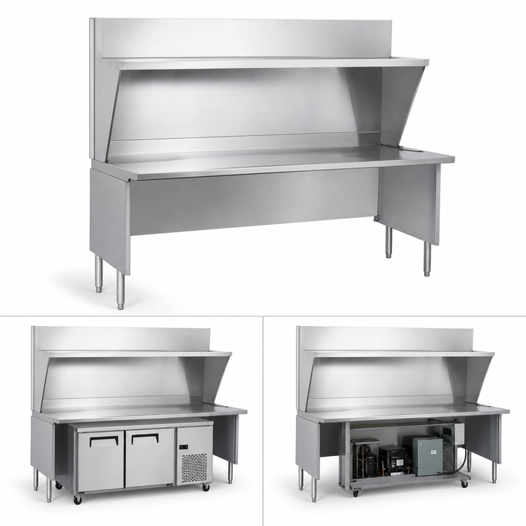 Product image #3 for La Rosa Refrigeration Open Front Modular Equipment Enclosure, 66 x 26 Inch, 304 Stainless Steel