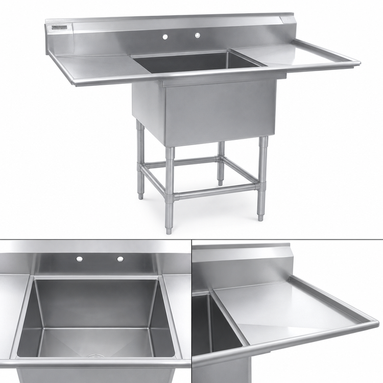 Product image #3 for Spec-Master FN Series 1-Compartment Floor Model Sink with Right-Hand Drainboard