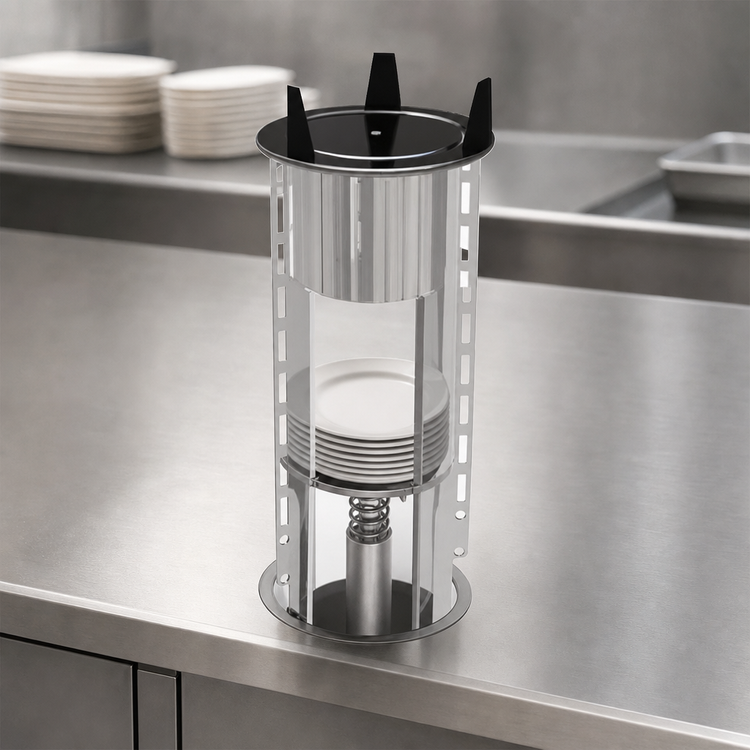 Product image #3 for Atlas Metal Drop-In Heated Shielded Plate Dispenser for 9-1/8" Round Plates
