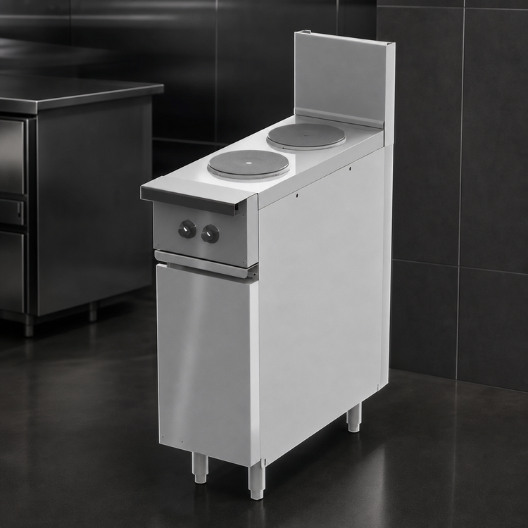 Product image #3 for Vulcan Expando 12-Inch Electric Restaurant Range with Two 9-1/2-Inch Round French Plates, Enclosed Base, and 480V
