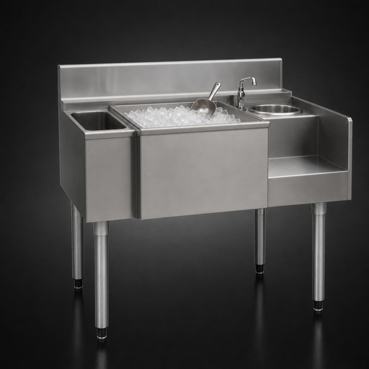 Product image #3 for Eagle Group 2200 Series 50-Inch Underbar Ice Bin/Cocktail Station with Bottle Well and Blender Recess