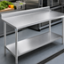 Thumbnail image #3 for Eagle Deluxe Series Stainless Steel Work Table with 4-1/2 Inch Backsplash and Undershelf, 72 x 30 Inches