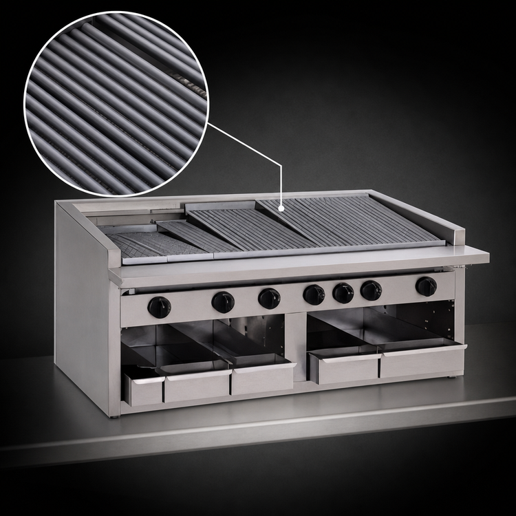 Product image #3 for Bakers Pride Dante Series C-72RS 72-Inch Radiant Gas Countertop Charbroiler