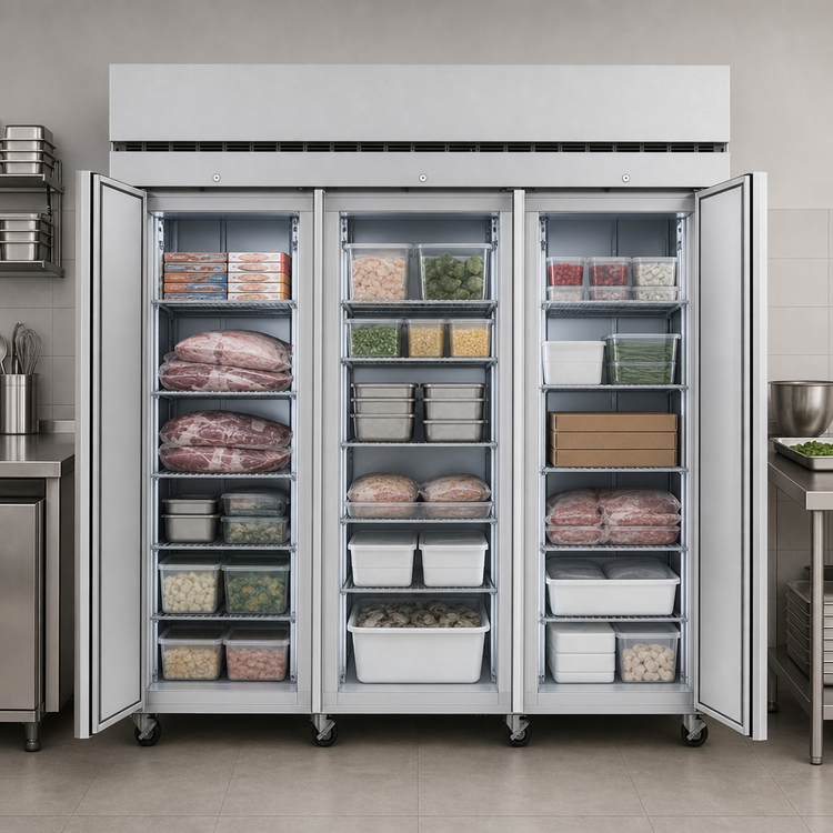 Product image #3 for Hoshizaki Steelheart Three-Section Stainless Steel Reach-In Freezer, Solid Doors, Standard Depth