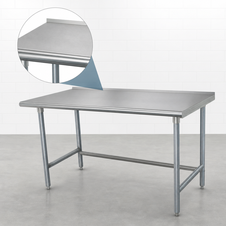 Product image #3 for Advance Tabco 108" x 30" Stainless Steel Work Table with 1-1/2" Rear Up-Turn and Galvanized Open Base