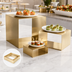 Thumbnail image #3 for Geo Square Satin Gold 3-Piece Stainless Steel Buffet Riser Set