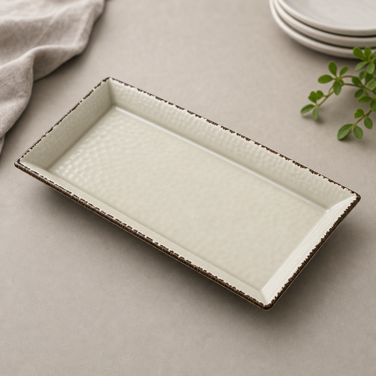 Product image #3 for American Metalcraft Small Rectangular Melamine Platter, Antique White, 14-1/4 x 7-1/2 x 1-1/2 Inches