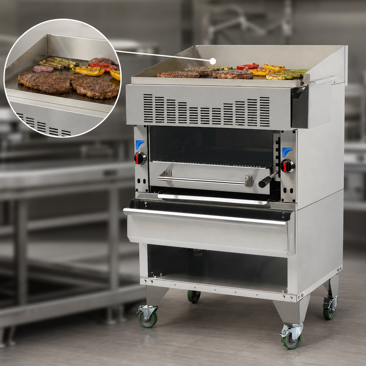 Product image #3 for Comstock-Castle 40-Inch Freestanding Single Deck Gas Upright Broiler with Griddle and Cabinet Base