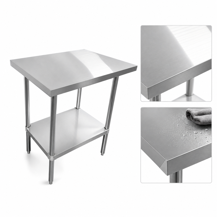 Product image #3 for Sapphire 30 Inch x 18 Inch Stainless Steel Flat Top Work Table with Undershelf