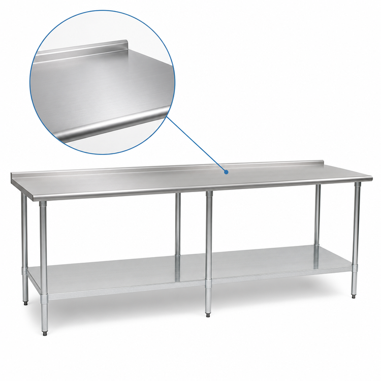 Product image #3 for Eagle Deluxe Series 144-Inch x 24-Inch Stainless Steel Work Table with Rear Upturn and Adjustable Undershelf