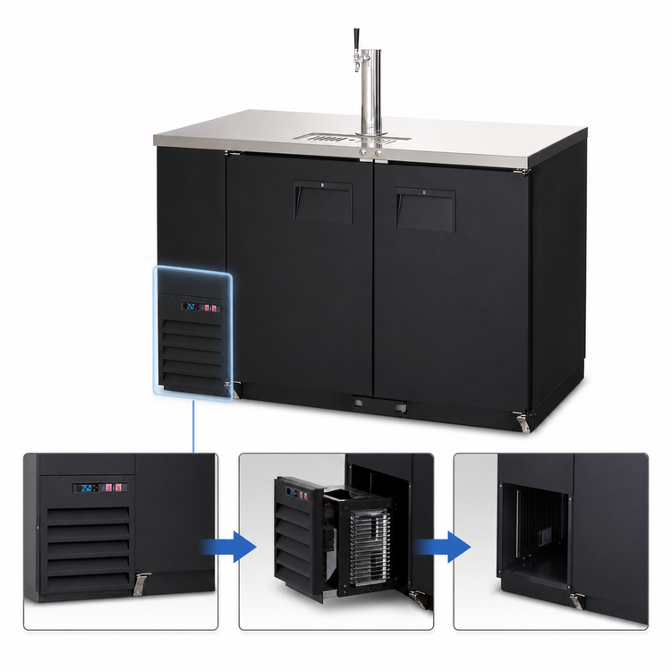 Product image #3 for Everest Refrigeration 24-Inch Deep Back Bar & Direct Draw Keg Refrigerator Combo, 2-Section, 17 Cu. Ft., Single Faucet