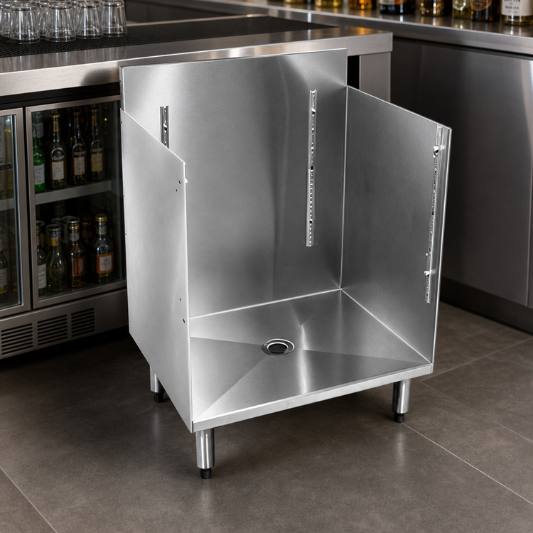 Product image #3 for CHOICE by Glastender Stainless Steel Open-Top Underbar Glass Rack Storage Unit, 18-Inch Wide