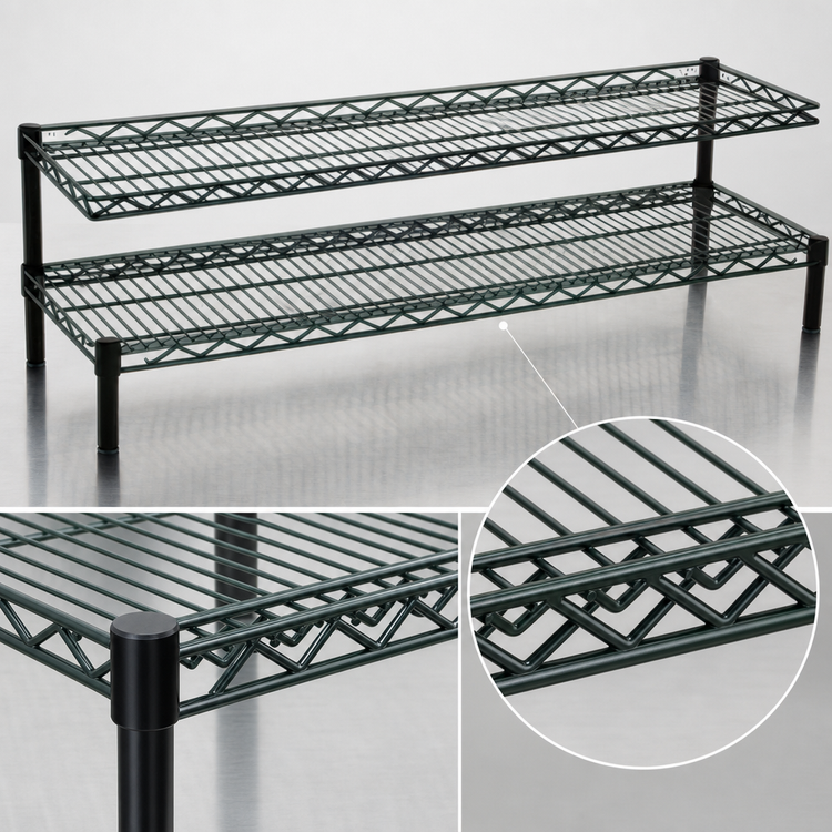 Product image #3 for Eagle Group QuadTruss 2-Tier Front Case Merchandise Cantilever Wire Shelving Unit, 48W x 14D x 14H
