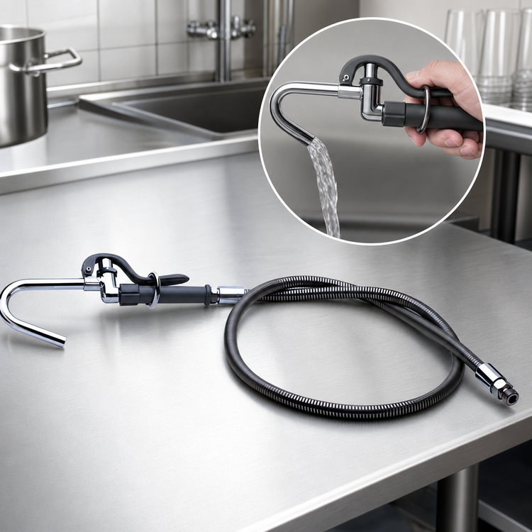 Product image #3 for T&S Brass Pot and Glass Filler with Hook Nozzle and 68-Inch Flexible Stainless Steel Hose