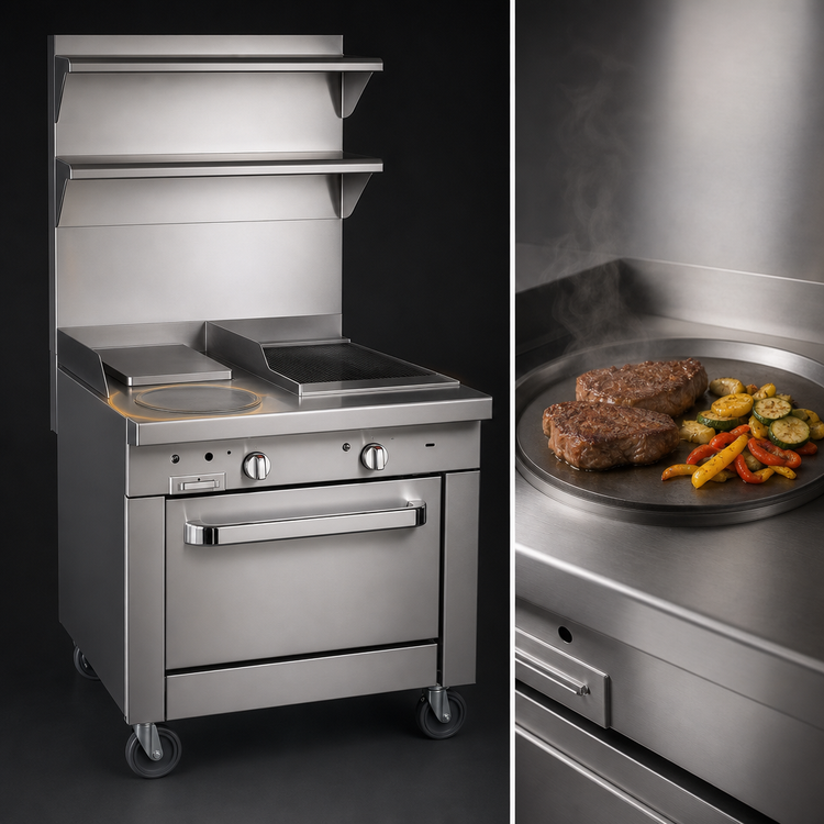 Product image #3 for Southbend Platinum 32-Inch Gas Heavy Duty Range with 16-Inch Hot Top, 16-Inch Griddle, and Cabinet Base