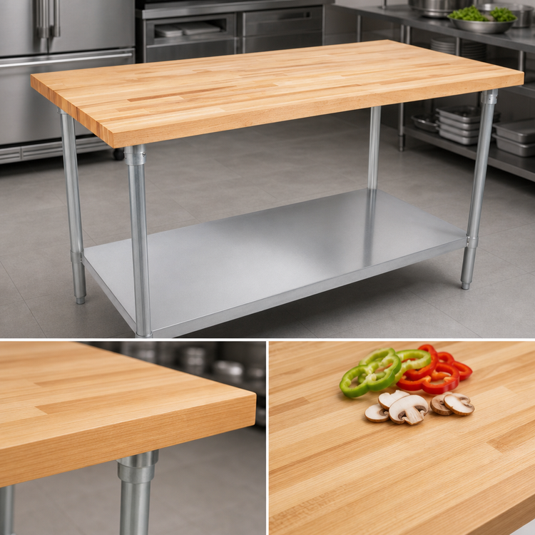 Product image #3 for John Boos HNS02 48 x 24-Inch Wood Top Work Table with Adjustable Undershelf