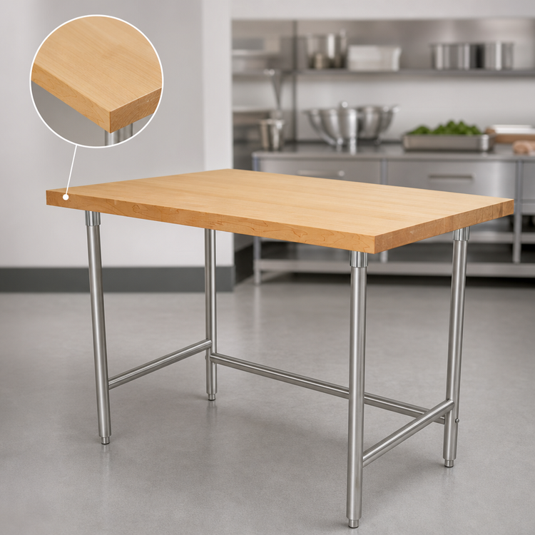 Product image #4 for Advance Tabco 60-Inch x 30-Inch Laminated Hard Maple Top Work Table with Stainless Steel Base