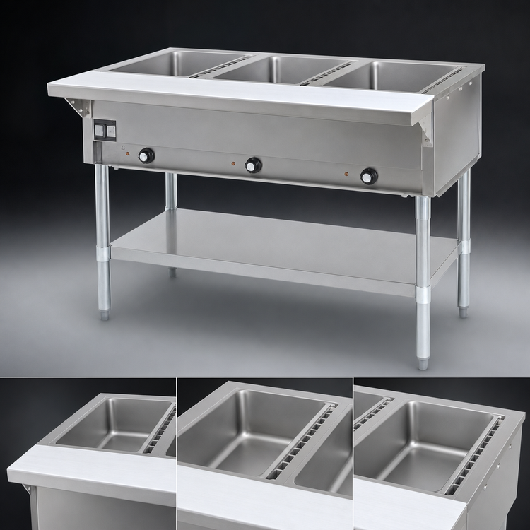 Product image #3 for Eagle Group DHT3-240 48-Inch Electric Open Base Hot Food Table with 3 Dry Wells, 240V