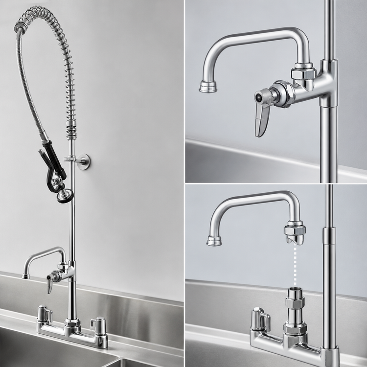 Product image #3 for T&S Brass Pre-Rinse Add-On Faucet with 6-Inch Swivel Nozzle and Cerama Cartridge