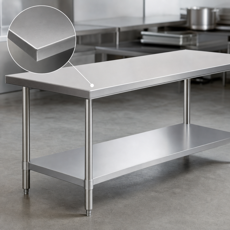 Product image #3 for Duke Manufacturing 72" x 30" 16-Gauge Stainless Steel Work Table with Undershelf, Without Backsplash