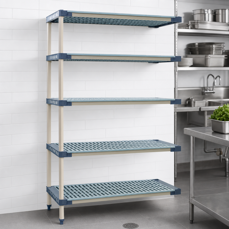 Product image #3 for MetroMax 4 36 Inch W x 21 Inch D x 74 Inch H Add-On Polymer Shelving Unit, 5 Shelves