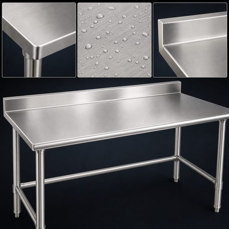 Product image #3 for Eagle Budget Series 72" x 30" 430 Stainless Steel Work Table with 4-1/2" Backsplash