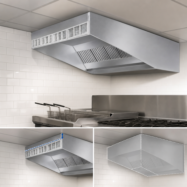 Product image #3 for SpecAir HESFA96-120 Wall Type Short Front Make-Up Air Exhaust Hood, 120 Inches