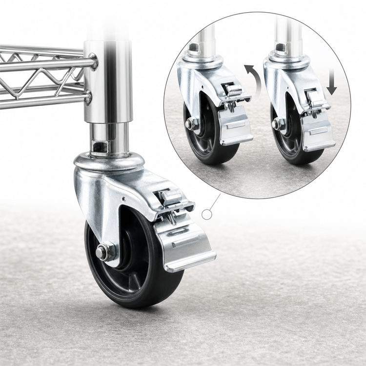Product image #3 for 5-Inch Heavyweight Shelf Caster with Brake for AWRK-20HBK