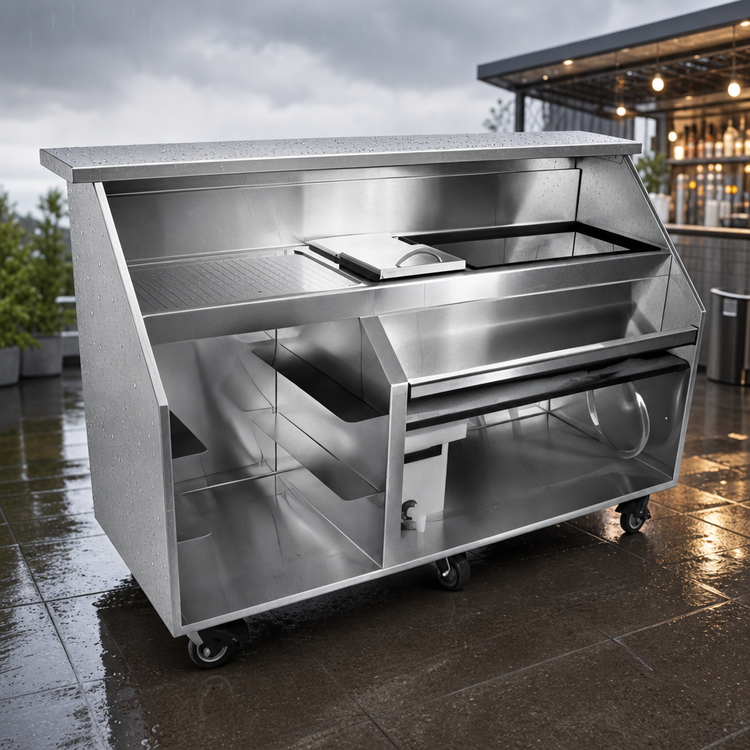 Product image #3 for Glastender 66-Inch Stainless Steel Portable Bar for Glassware with 12-Inch Cocktail Ice Bin