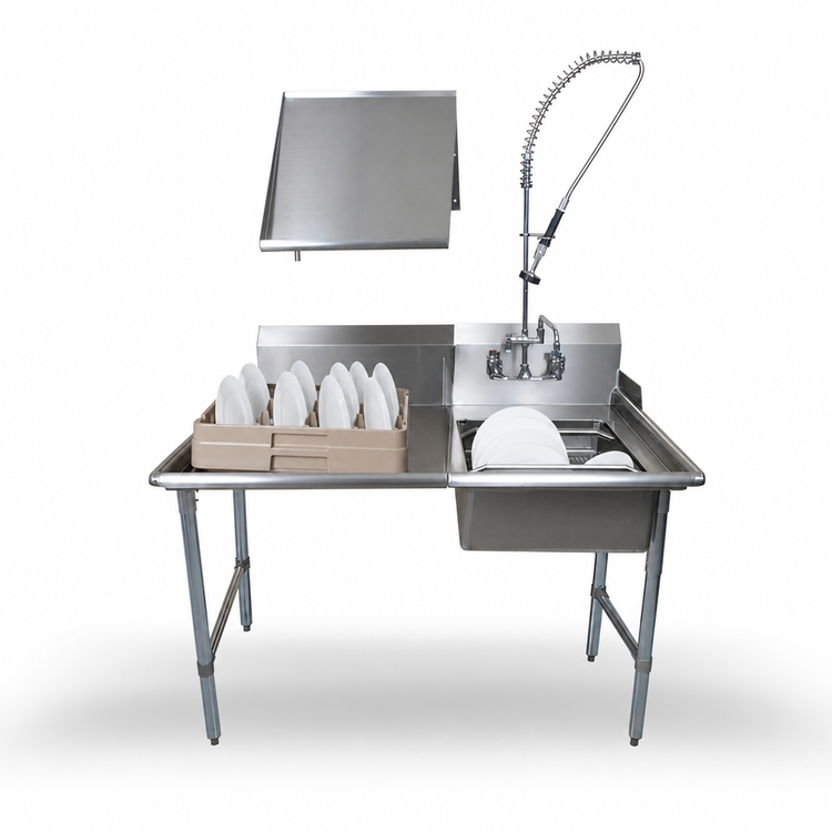 Product image #3 for BK Resources 26-Inch Right-to-Left Dish Table Kit with Pre-Rinse Assembly