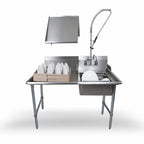 Thumbnail image #3 for BK Resources BKDTK-26-R-G 26-Inch Straight Right-to-Left Dish Table Kit with Pre-Rinse Assembly and Galvanized Steel Legs
