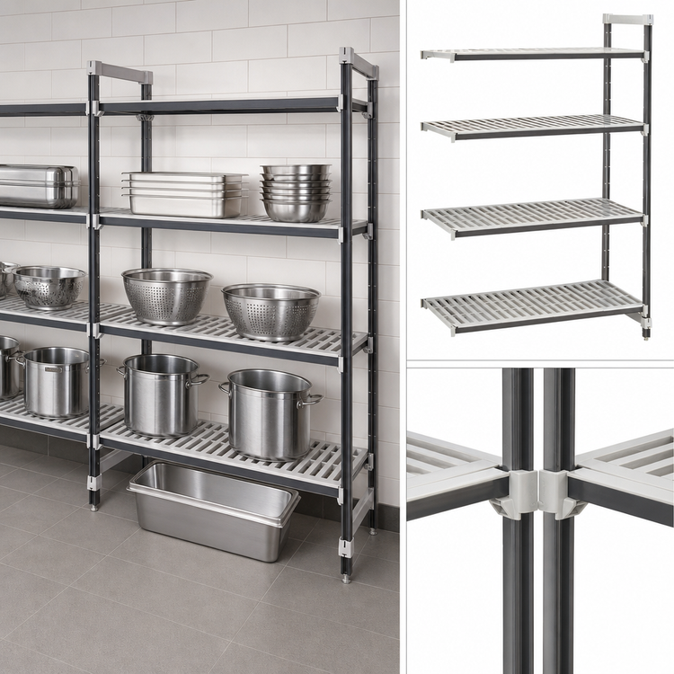 Product image #3 for Cambro Camshelving Elements XTRA Stationary Add-On Unit, 24-Inch Wide x 18-Inch Deep x 84-Inch High, 4-Tier Vented Shelving