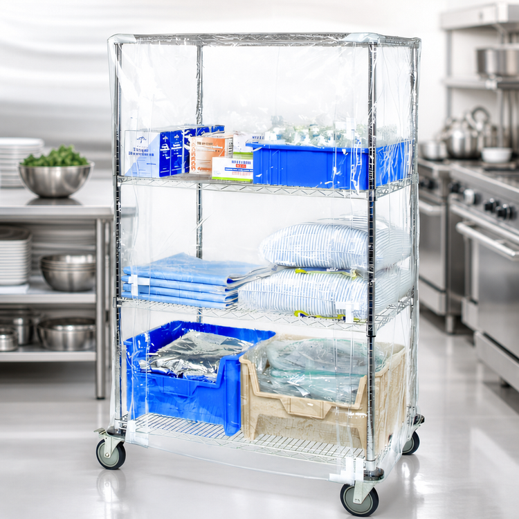 Product image #3 for Quantum 10-Gauge Clear Vinyl Wire Cart Cover with Velcro Flap, 24 x 48 x 63 Inches