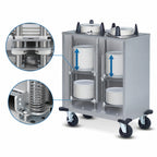Thumbnail image #3 for Dinex DXPIDPH4E0912 Heated Mobile Plate Dispenser, 4 Compartments, Enclosed, for Round Plates up to 9.125 Inches